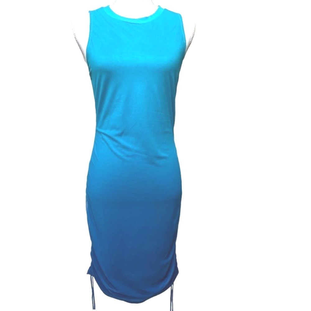 Anthropologie BB Dakota Steve Madden Deep Skies Ombré Ruched Dress Size L NWT